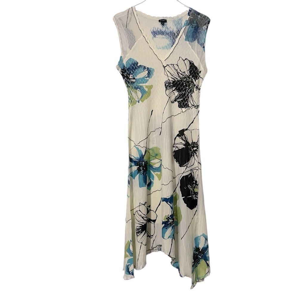 Komarov Floral Sleeveless Midi Dress Charmeuse Size Large‎